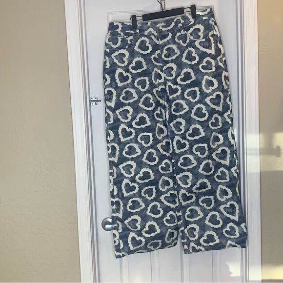 The Ragged Priest Jeans Lover Print Release Jeans Wide Leg High Rise Size 34 - Picture 5 of 12